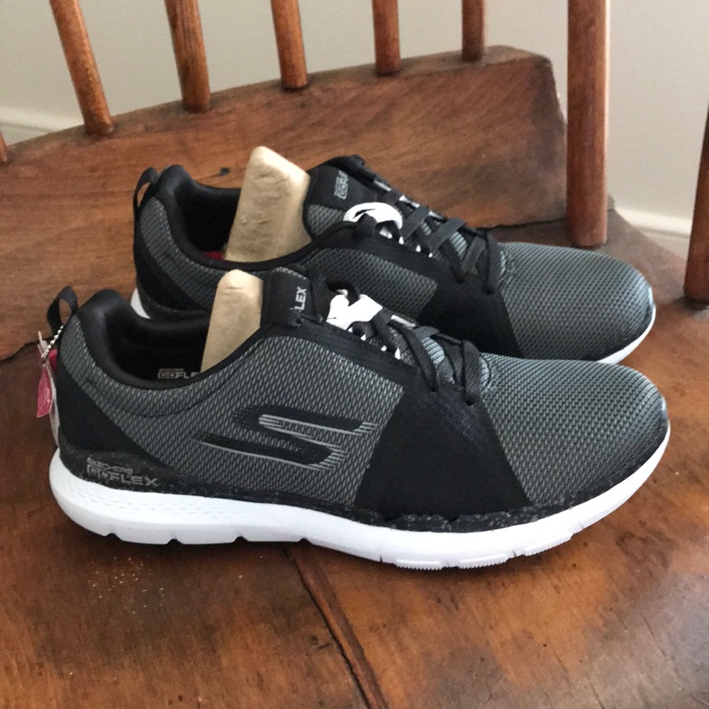 COPY - Skechers black and white trainer shoes